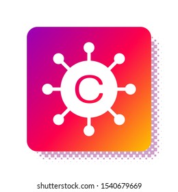 White Copywriting network icon isolated on white background. Content networking symbol. Copyright sign. Copywriting network sign. Square color button. Vector Illustration