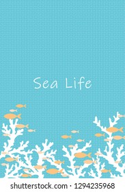 White coral and school of ocean fish are swimming on blue ocean background vector for decoration on summer season events.