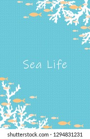 White coral and school of ocean fish are swimming on blue ocean background vector for decoration on summer season events.