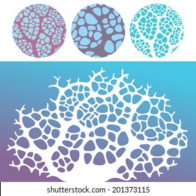 White coral silhouette. Vector illustration EPS. Isolated coral on blue background