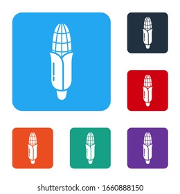 White Corn icon isolated on white background. Set icons in color square buttons. Vector Illustration