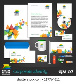 White corporate identity template with color elements on background. Vector company style for brandbook and guideline. EPS 10