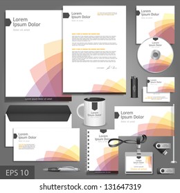 White corporate identity template with color elements. Vector company style for brandbook and guideline. EPS 10