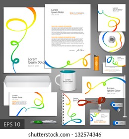 White corporate identity template with color elements. Vector company style for brandbook and guideline. EPS 10
