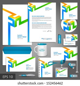 White corporate identity template with color elements. Vector company style for brandbook and guideline. EPS 10