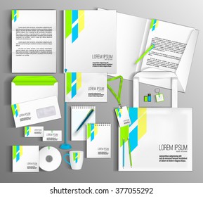 White corporate identity template with color elements. Vector company style for brandbook and guideline