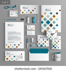 White corporate identity template design with geometric pattern. Business stationery