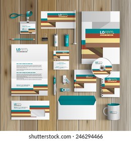 White corporate identity template design with color stripes. Business stationery