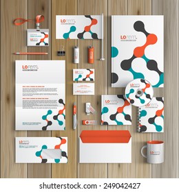 White corporate identity template design with geometric pattern. Business stationery