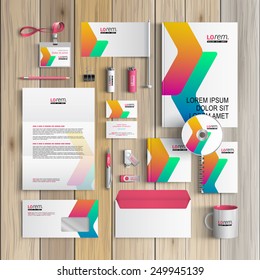 White corporate identity template design with color geometric shapes. Business stationery