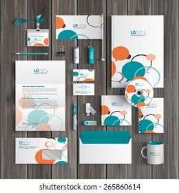 White corporate identity template design with red and green text bubbles. Business stationery