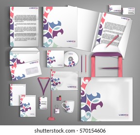 White corporate identity template design with decorative ornament abstract. Modern abstract business set stationery.