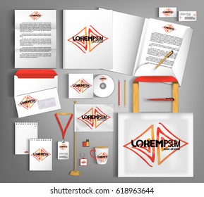 White corporate identity template design with abstract element  Modern abstract business set stationery. 