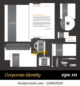 White corporate identity template with grey elements. Vector company style for brandbook and guideline. EPS 10