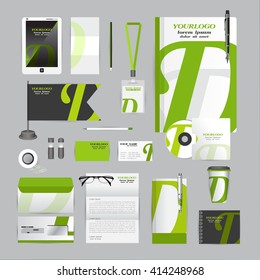 White corporate identity template with Orange origami elements. Vector company style for brandbook guideline and Pens mugs CDs books business cards letterhead flag Card Portfolio Tablet flash drive