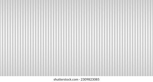 White corrugated sheet metal texture background. Vertical lines. Vector illustration.