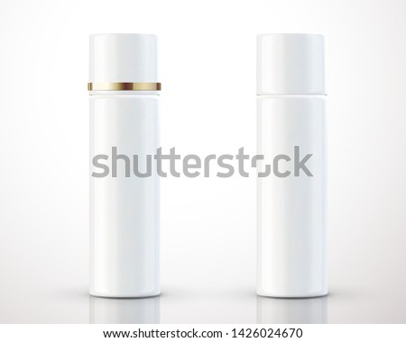 White cosmetic bottles package isolated on background in 3d illustration
