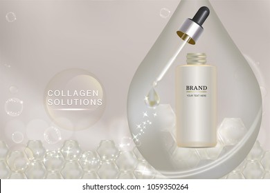 White cosmetic container with advertising background ready to use, luxury skin care ad. vector 3d illustration.