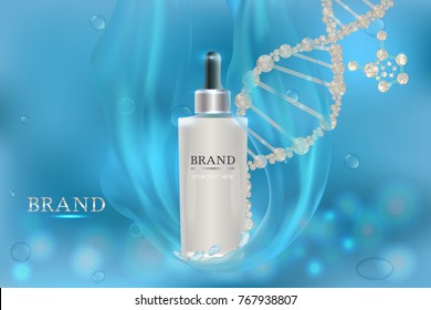 White cosmetic container with advertising background ready to use, luxury skin care ad. Illustration vector.