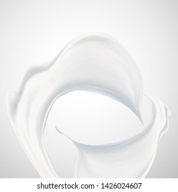 White cosmetic cream liquid flying in the air, 3d illustration