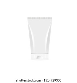 White cosmetic plastic tube isolated on white background