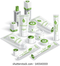 White Cosmetics Array - Vector illustration of various cosmetic products. 