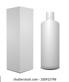 White cosmetics containers, bottle with package