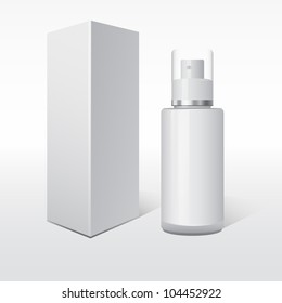 White cosmetics containers, bottle with package