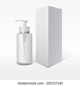 White cosmetics containers, bottle with package