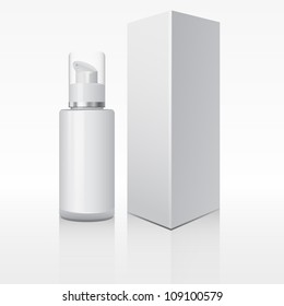 White cosmetics containers, bottle with package