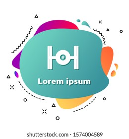 White Cosmic ship icon isolated on white background. Abstract banner with liquid shapes. Vector Illustration