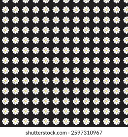 White Cosmos Flower Vector Pattern Design.