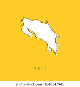 White COSTA RICA country map with black outline on yellow background. Simple geographic territory template concept. Vector ilustration easy to edit and customize. EPS10