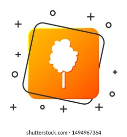 White Cotton candy icon isolated on white background. Orange square button. Vector Illustration