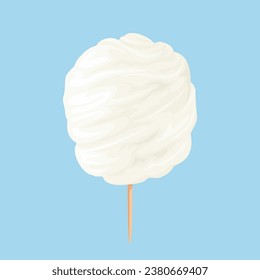 Caramelos blancos de algodón aislados de fondo azul. Ilustración de dibujos animados. Icono de la comida dulce.