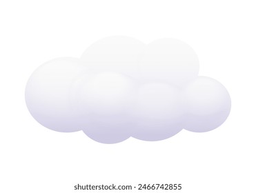 White cotton cloud, realistic sky decoration of kids nursery vector illustration