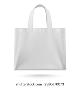 Bolsa ecológica de algodón blanco para comercio minorista y comercial, con asas. Perfecto para el comercio y la venta. Aislado sobre un fondo blanco