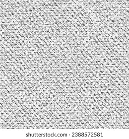 White cotton fabric with worn fibers and holes. Piece of an old knitted sweater. Aged cloth texture. Vector seamless.