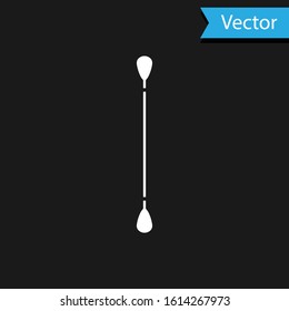 White Cotton swab for ears icon isolated on black background.  Vector Illustration