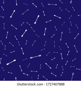 White Cotton swab for ears icon isolated seamless pattern on blue background.  Vector Illustration