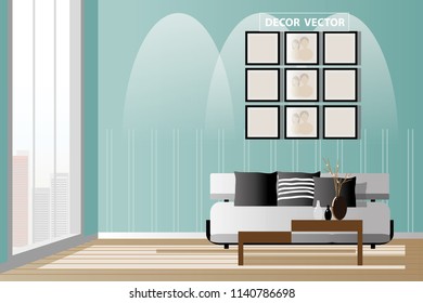 white couch and wooden coffee table put on modern living room apartment