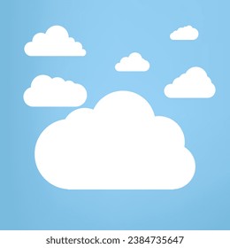 White Couds elements groups, and clouds on isolated blue background, and Groups of white Clouds collection in flat design styles, cloud concept templates