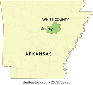 White County and city of Searcy location on Arkansas state map