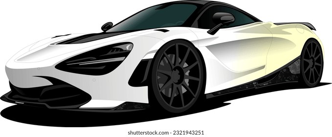 white coupe supercar racing performance style sports car front side wheels view vector illustration