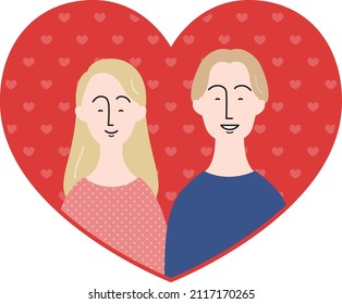white couple in a heart icon