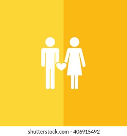 White couple icon vector illustration. Yellow background