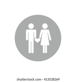 White couple icon vector illustration. Gray circle. Gray button
