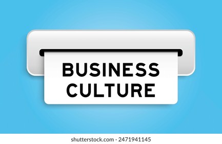 White coupon banner with word business culture from machine on blue color background