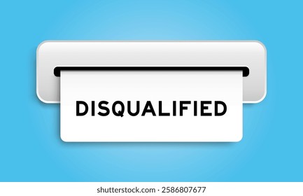 White coupon banner with word disqualified from machine on blue color background