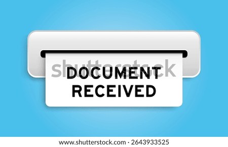 White coupon banner with word document received from machine on blue color background